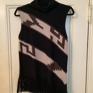Ralph Lauren Sleeveless Turtleneck Southwestern Sweater, Purple Label, Italy - M